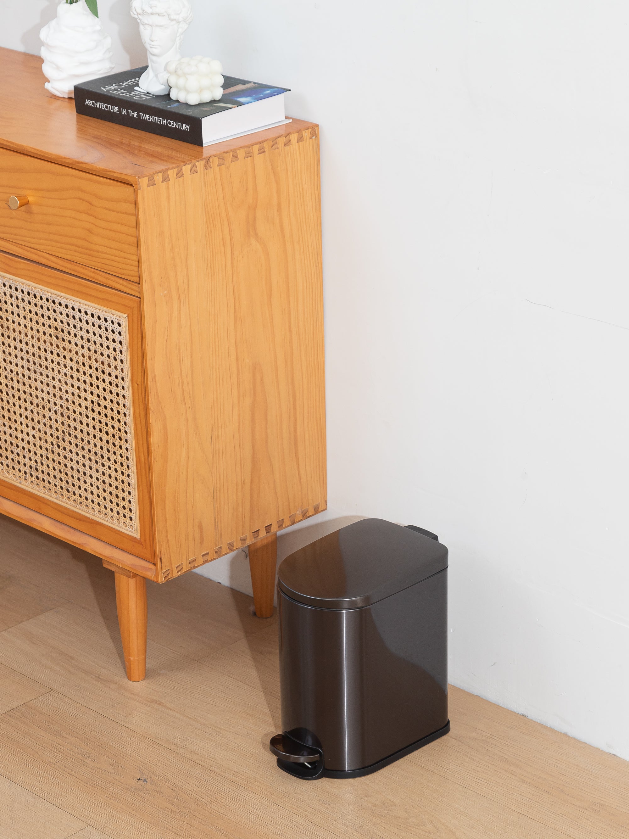 Milo Stainless Steel Step Bin Carbon Grey Trashcan 5 Litre - Pano