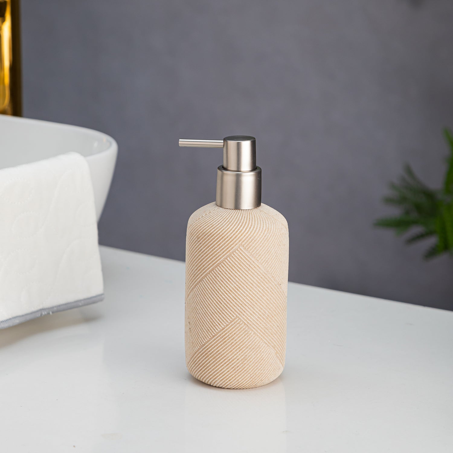 Exclusive Polyresin Soap Dispenser for Handwash for Bathroom Sand 1228 - Pano