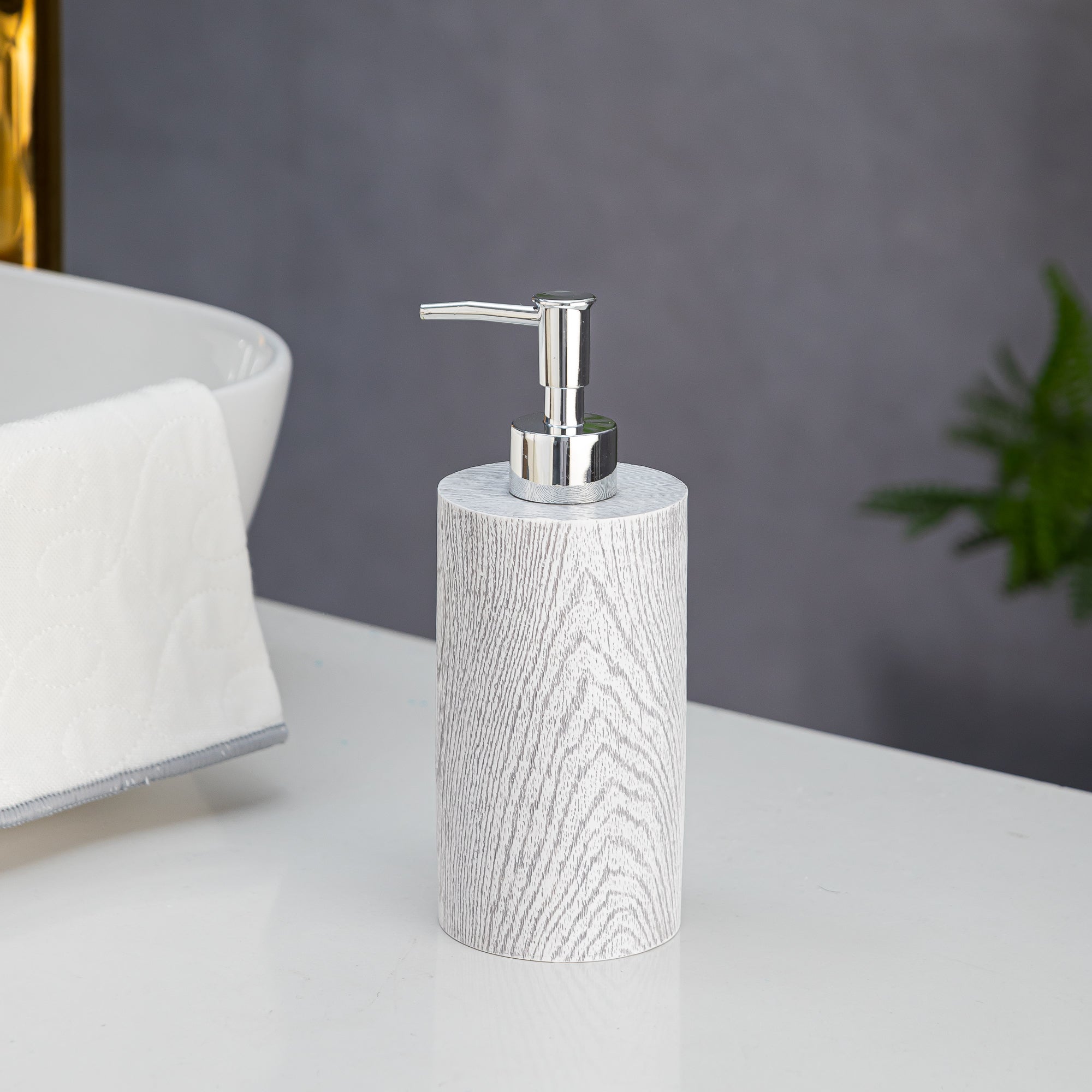 Exclusive Polyresin Soap Dispenser for Handwash for Bathroom Grey Wood - Pano