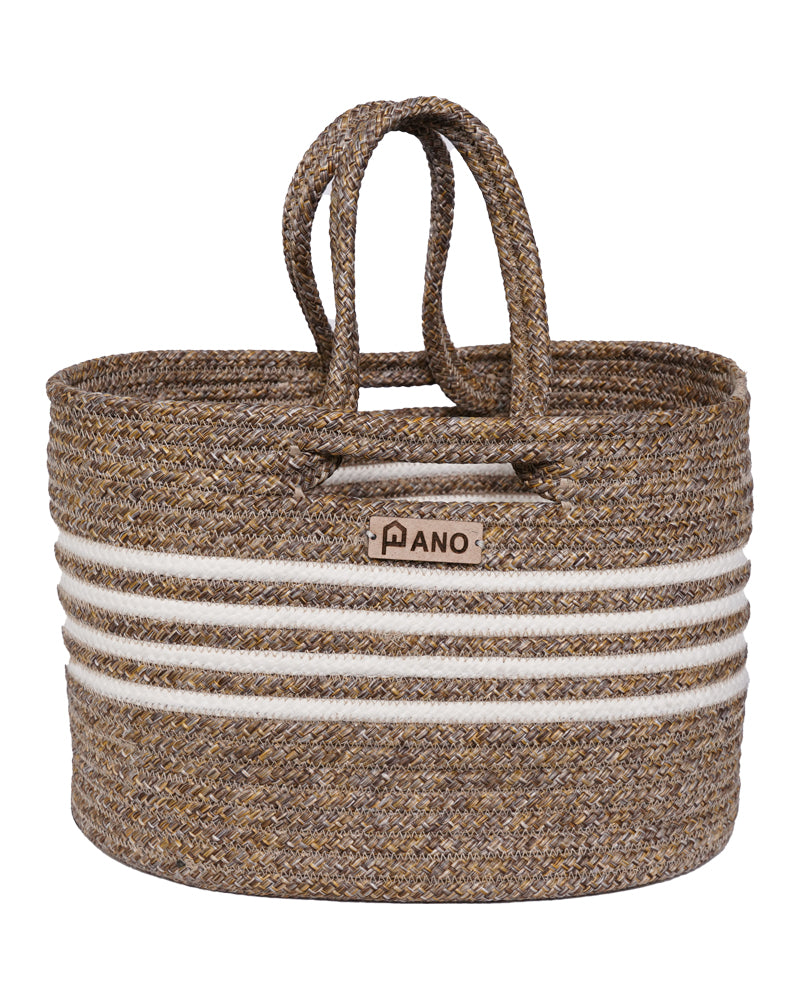 Elora Mutli Purpose Beige Tote Hand Basket - Pano Pano