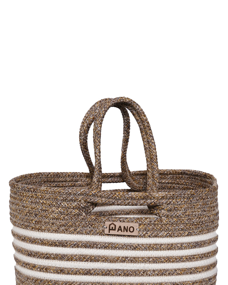 Elora Mutli Purpose Beige Tote Hand Basket - Pano Pano