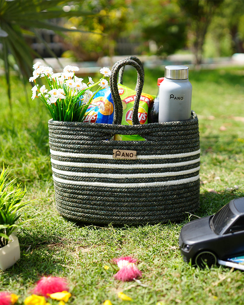 Elora Multi Purpose Green Tote Hand Basket - Pano Pano