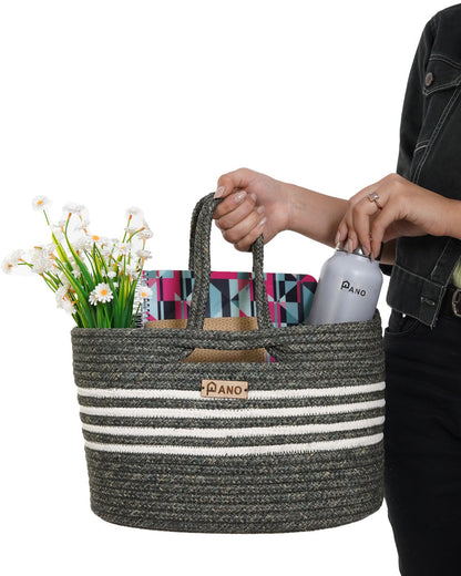 Elora Multi Purpose Green Tote Hand Basket - Pano Pano