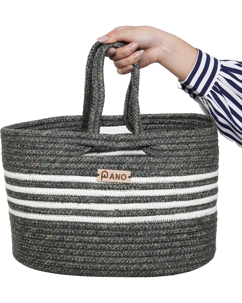 Elora Multi Purpose Green Tote Hand Basket - Pano Pano