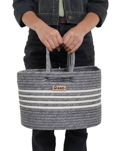 Elora Multi Purpose Grey Tote Hand Basket - Pano Pano