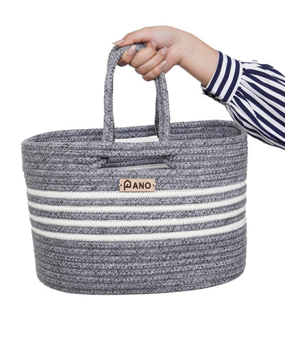 Elora Multi Purpose Grey Tote Hand Basket - Pano Pano