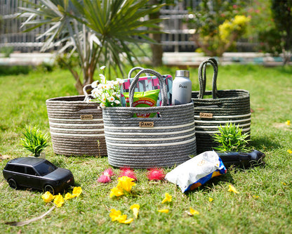 Elora Multi Purpose Grey Tote Hand Basket - Pano Pano