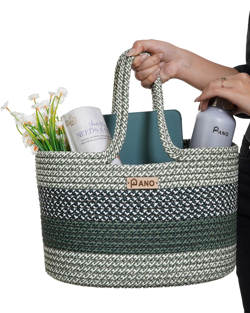 Fioris Multi Purpose Green Tote Hand Basket