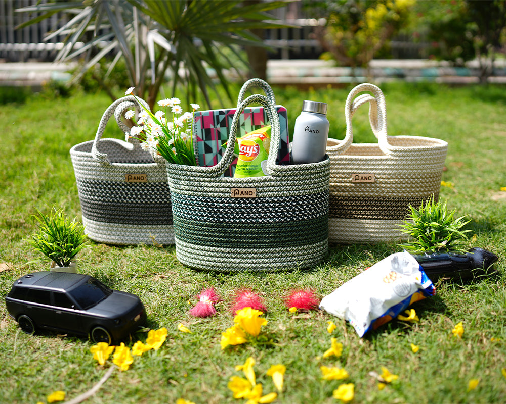 Fioris Multi Purpose Green Tote Hand Basket