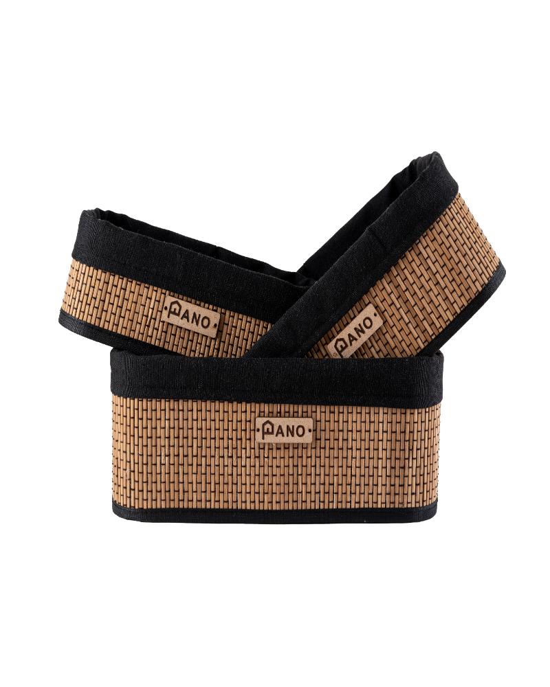 Bamboo Kitchen Utility Geneva Rectangular Basket Black | Storage Organiser - Pano