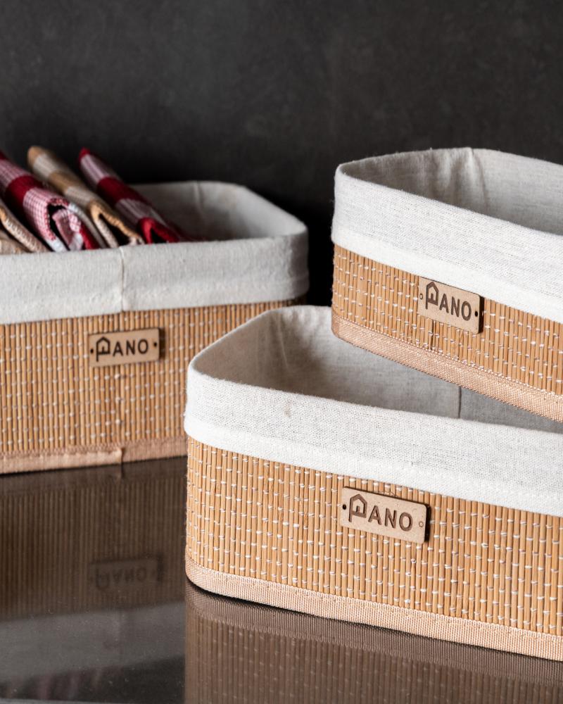 Bamboo Kitchen Utility Geneva Rectangular Basket Natural | Storage Organiser - Pano