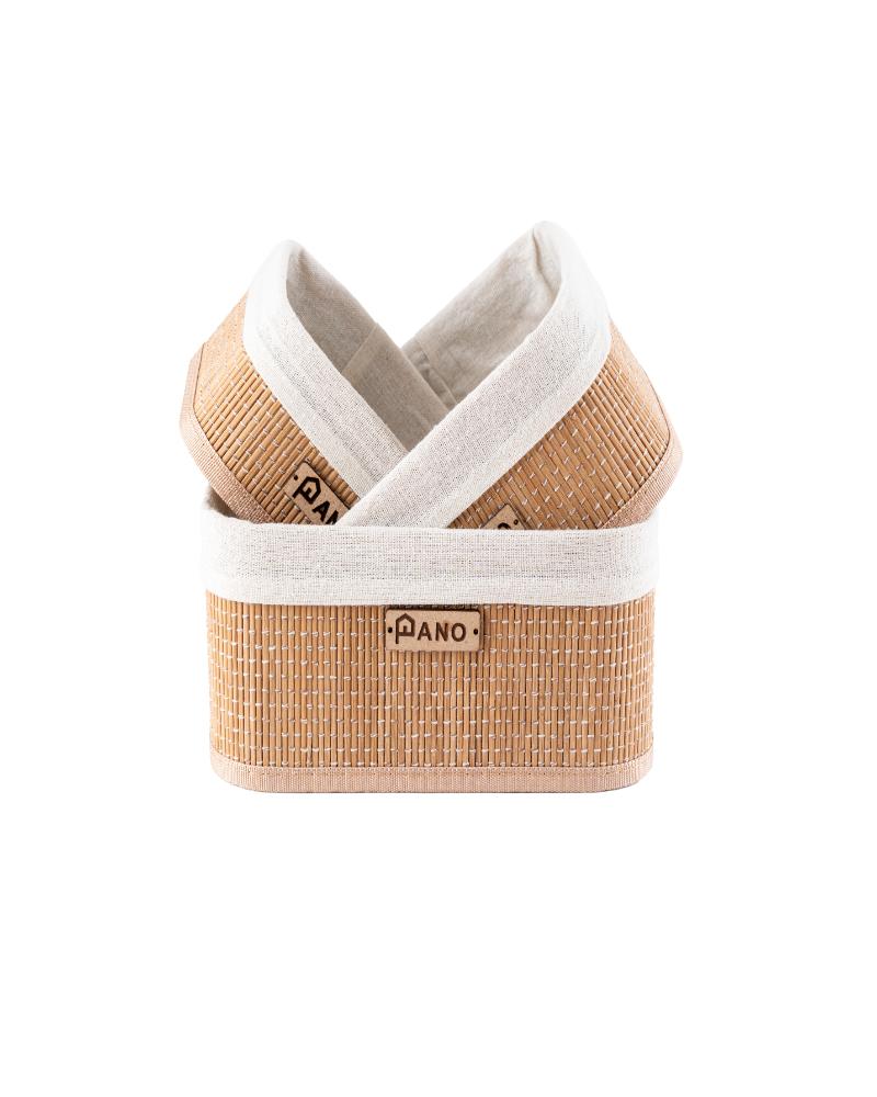 Bamboo Kitchen Utility Geneva Squre Basket Natural | Storage Organiser - Pano