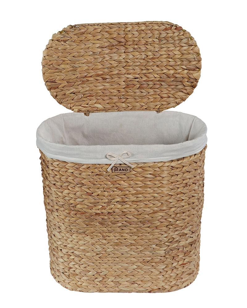 Hawaii Water Hyacinth Basket with Lid Pano
