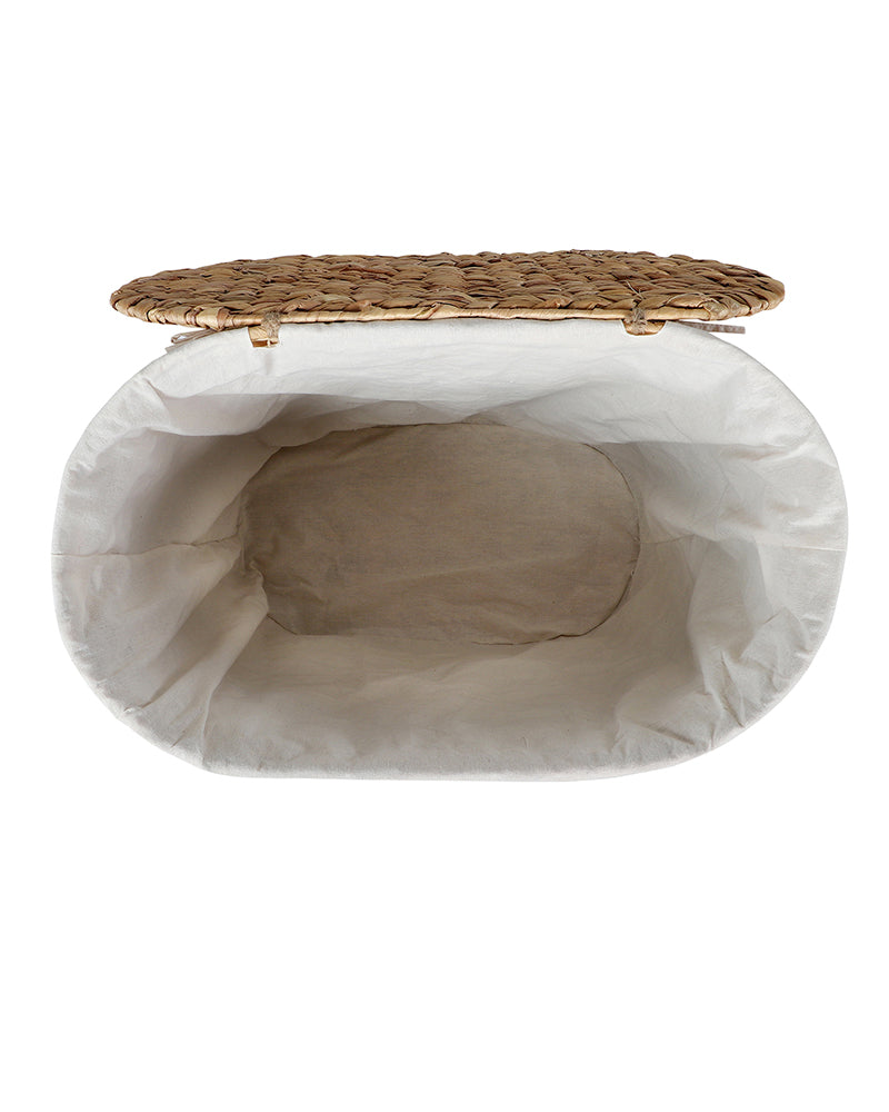 Hawaii Water Hyacinth Basket with Lid Pano
