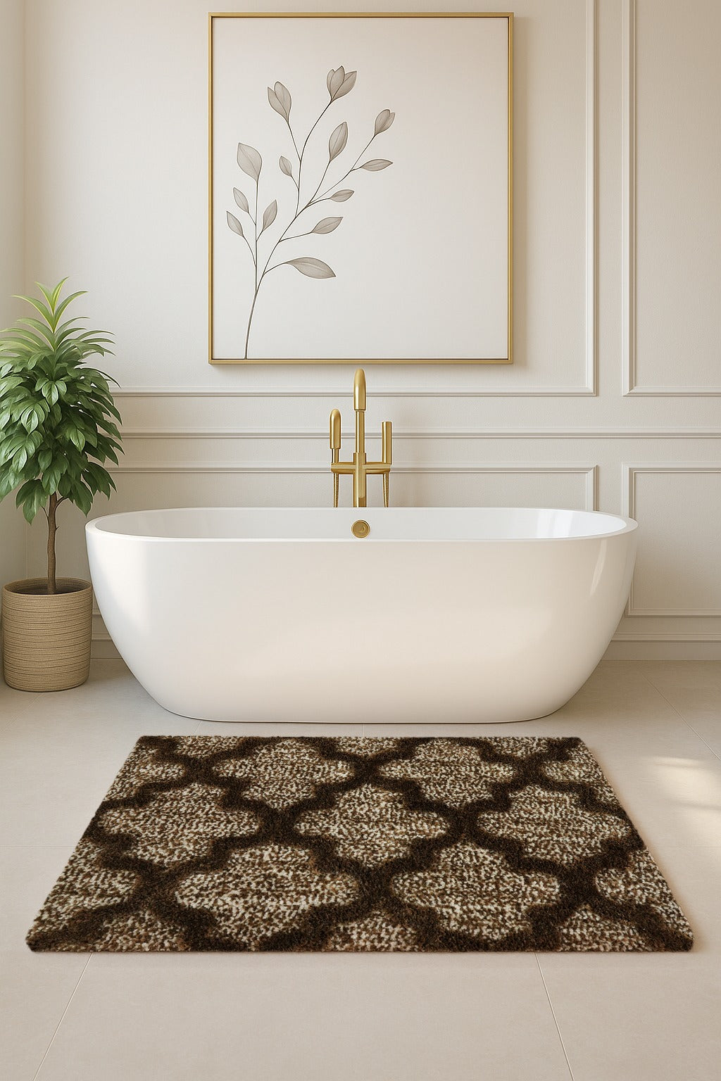 Moraccan Anti Skid Brown Bathmat 40X60 - Pano