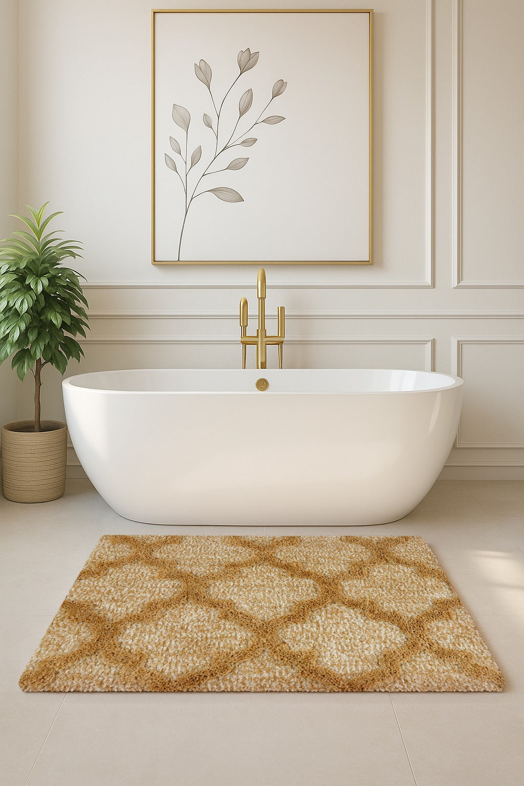 Moraccan Anti Skid Beige Bathmat 40X60 - Pano