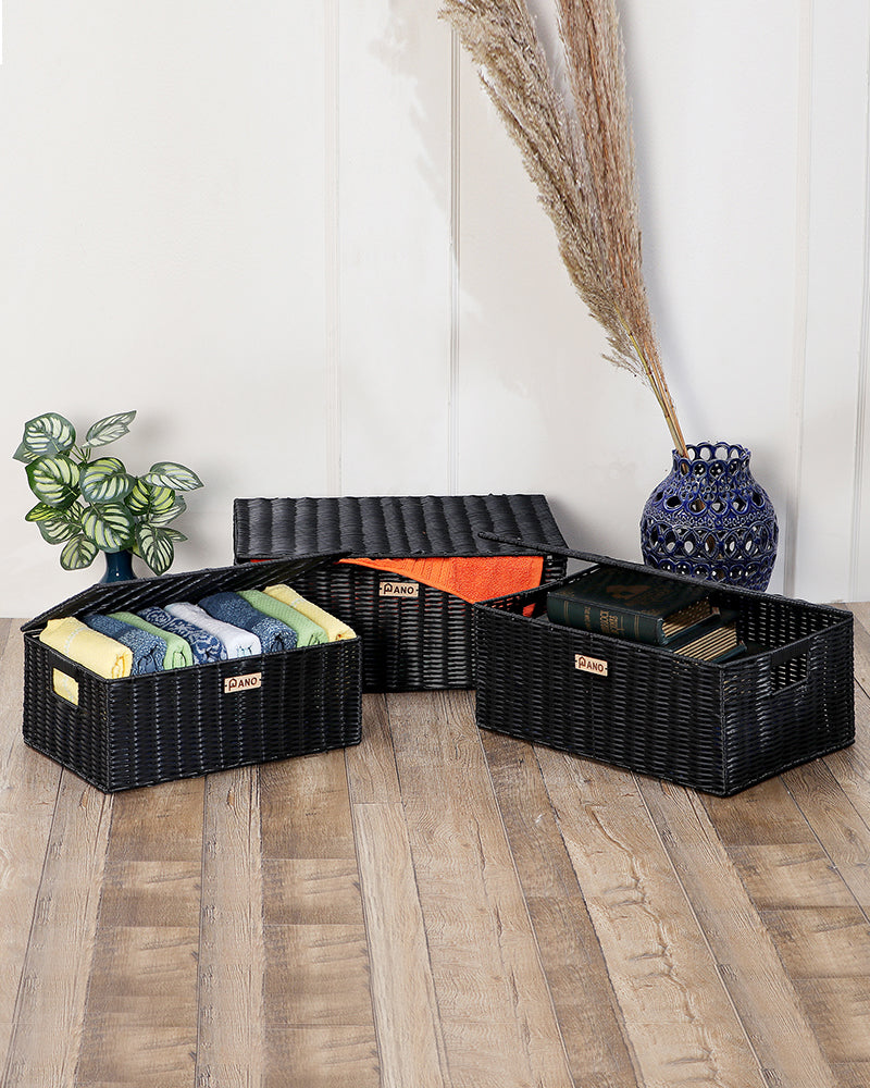 Imported Willow Wicker Basket Black - Pano Pano