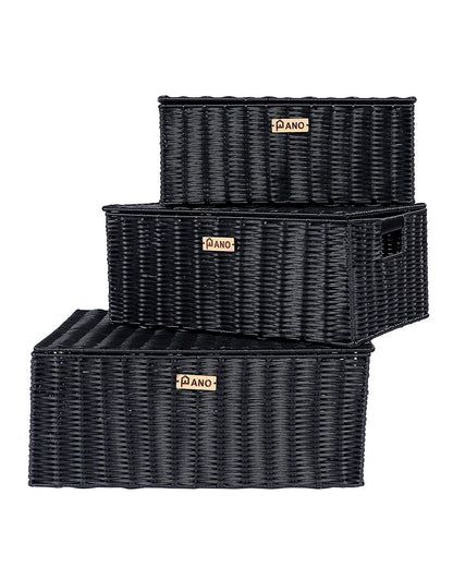 Imported Willow Wicker Basket Black - Pano Pano