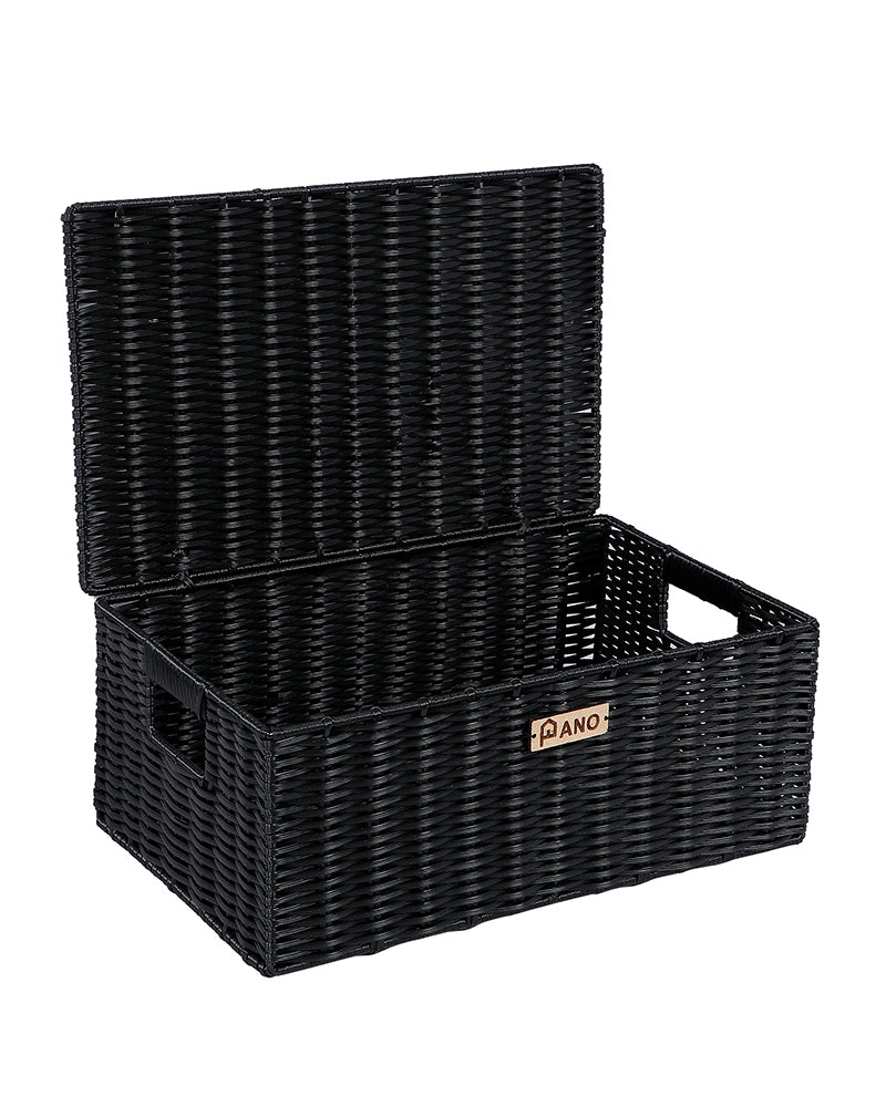 Imported Willow Wicker Basket Black - Pano Pano