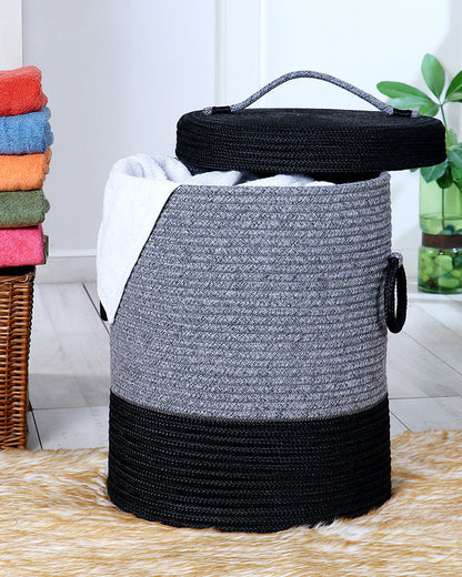 Striped Laundry Basket with Lid - Pano Pano