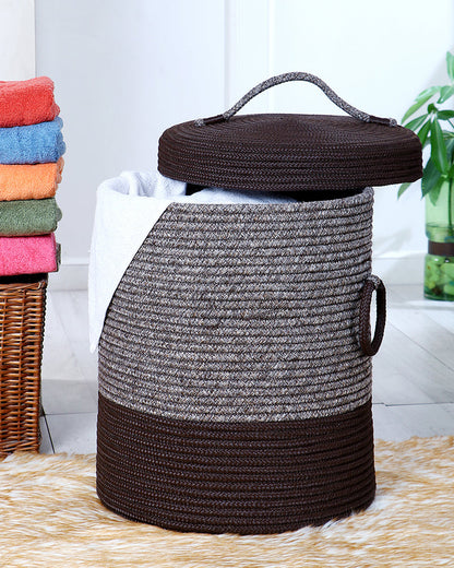 Striped Laundry Basket with Lid - Pano Pano
