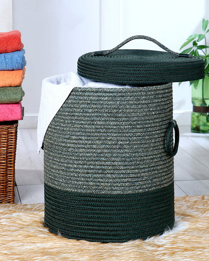 Striped Laundry Basket with Lid - Pano Pano