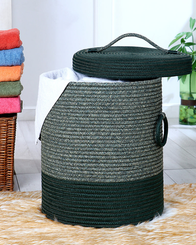 Striped Laundry Basket with Lid