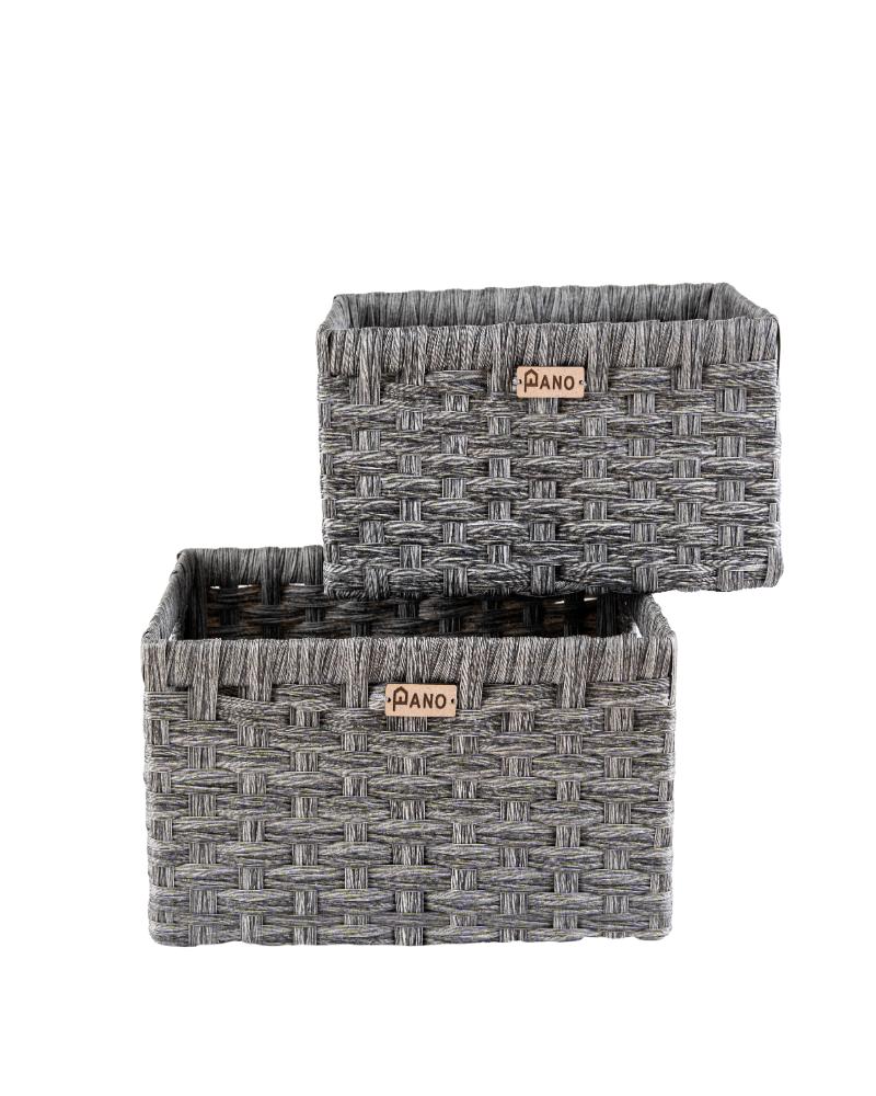 Wicker Storage Leo Basket Charcoal | Organiser Basket - Pano