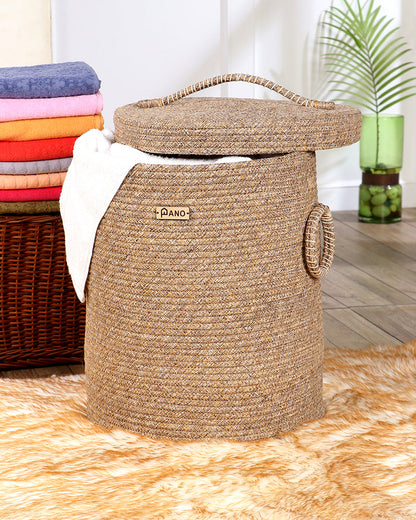 Tri Colour Laundry Basket with Lid Pano
