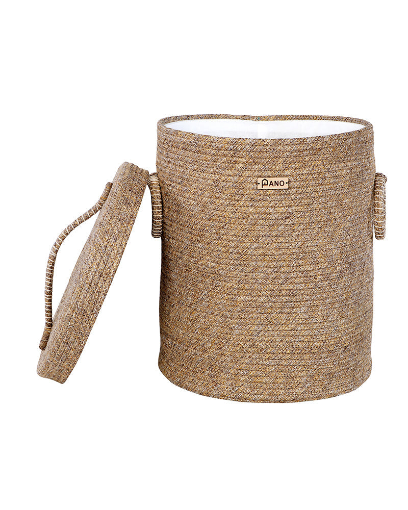 Tri Colour Laundry Basket with Lid Pano