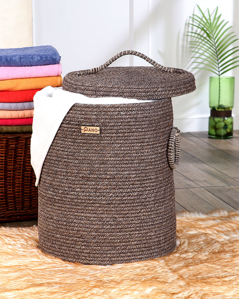 Tri Colour Laundry Basket with Lid