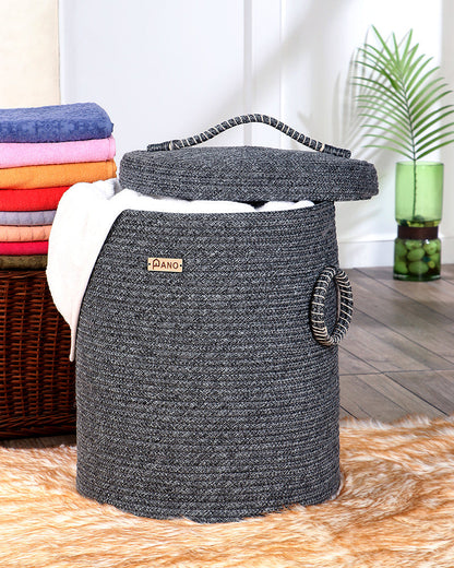 Tri Colour Laundry Basket with Lid Pano