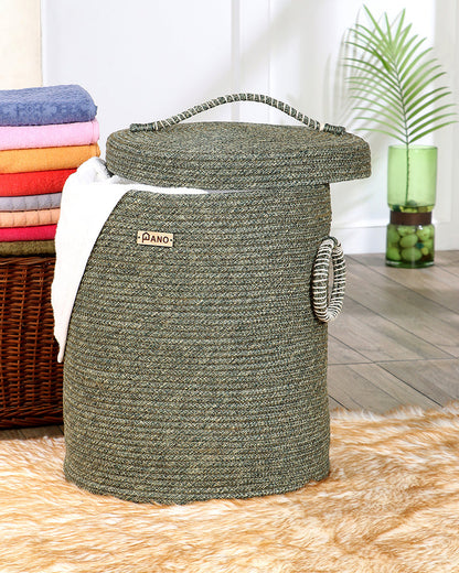Tri Colour Laundry Basket with Lid Pano