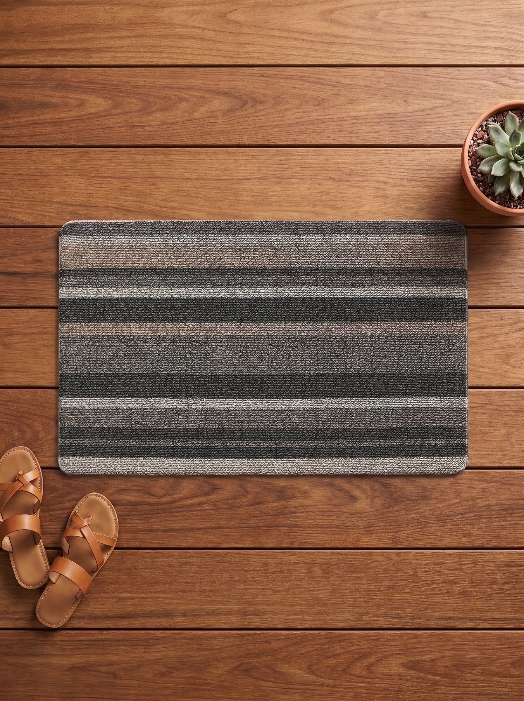 Linea Brown Anti-Skid Outdoor Mat -Pano