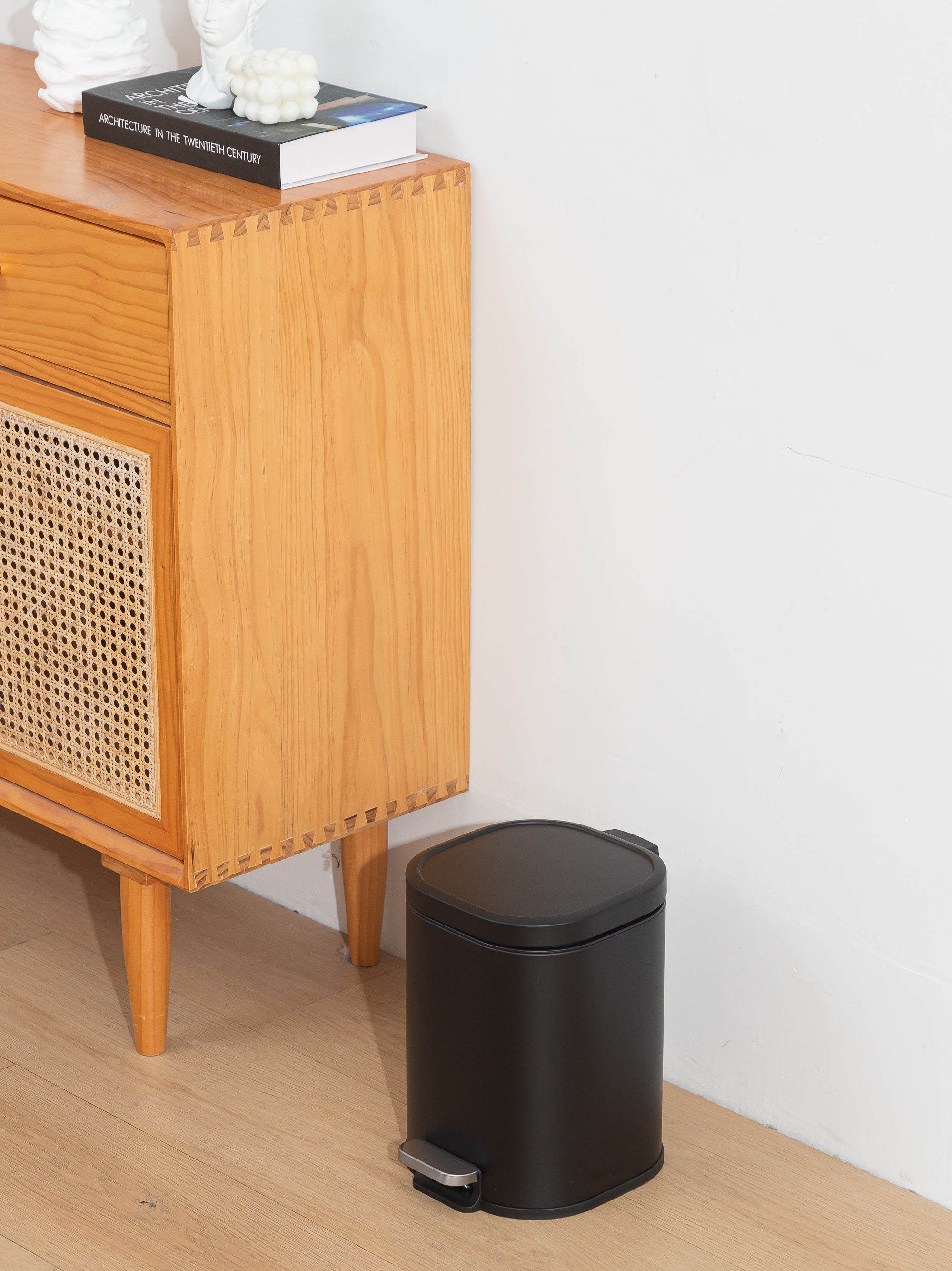 Arlo Stainless Steel Step Bin Matte Charcoal Trashcan 6 Litre - Pano