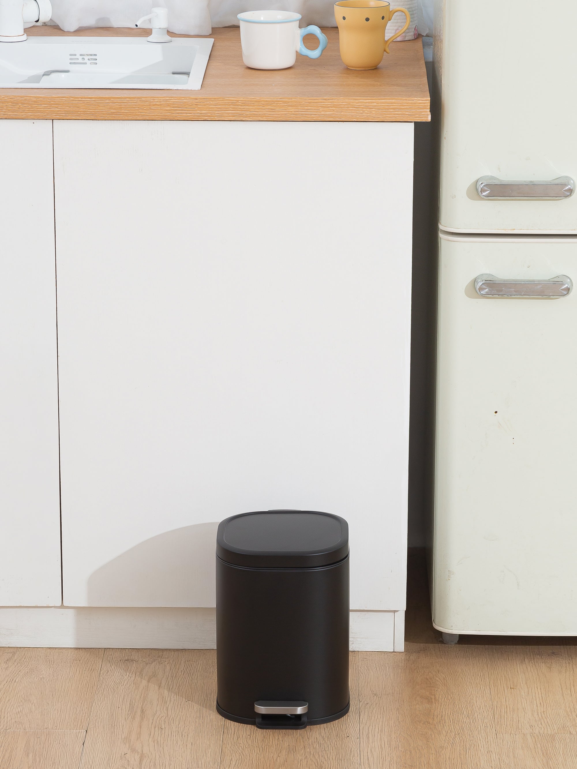 Arlo Stainless Steel Step Bin Matte Charcoal Trashcan 6 Litre - Pano