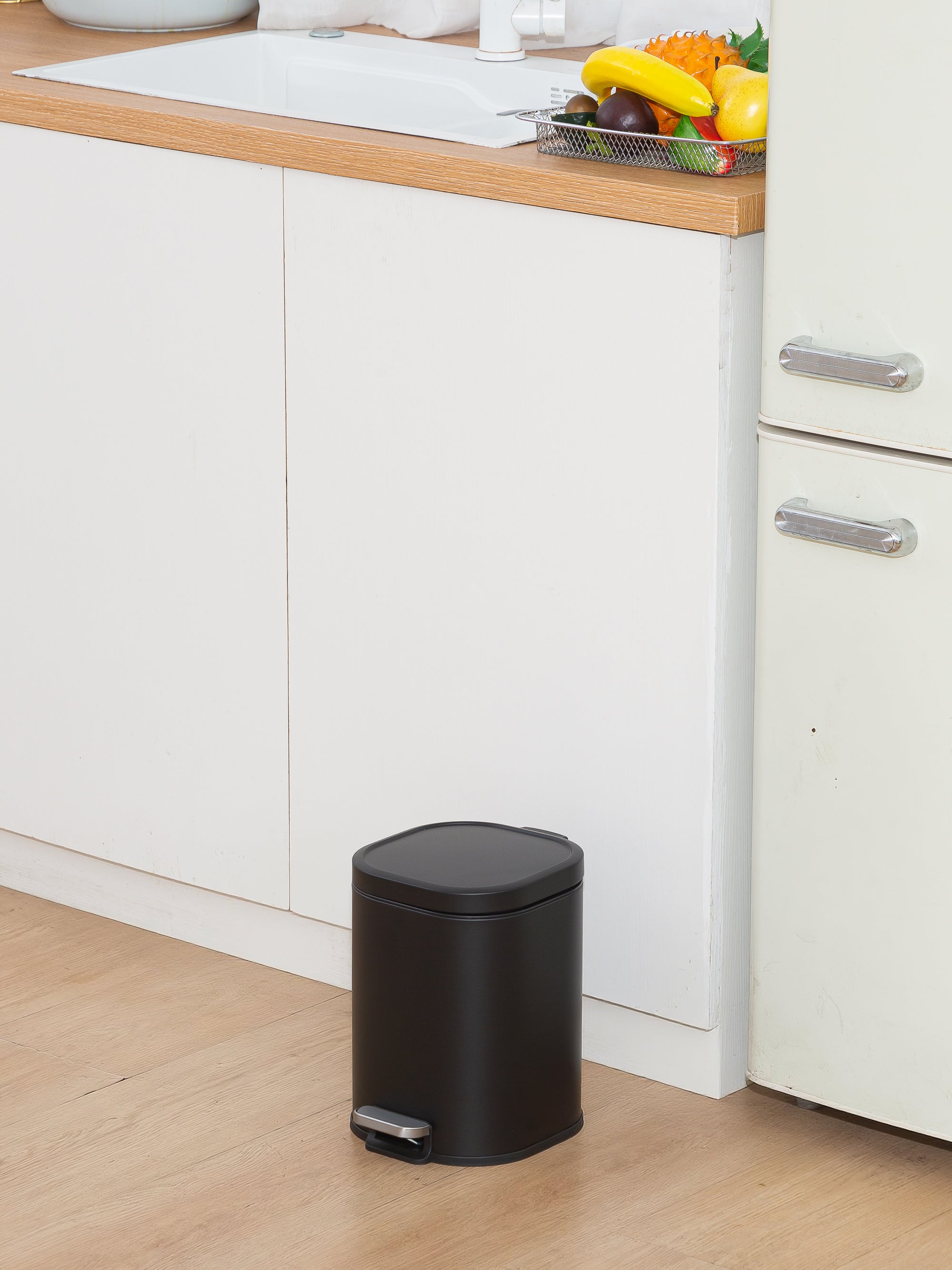 Arlo Stainless Steel Step Bin Matte Charcoal Trashcan 6 Litre - Pano