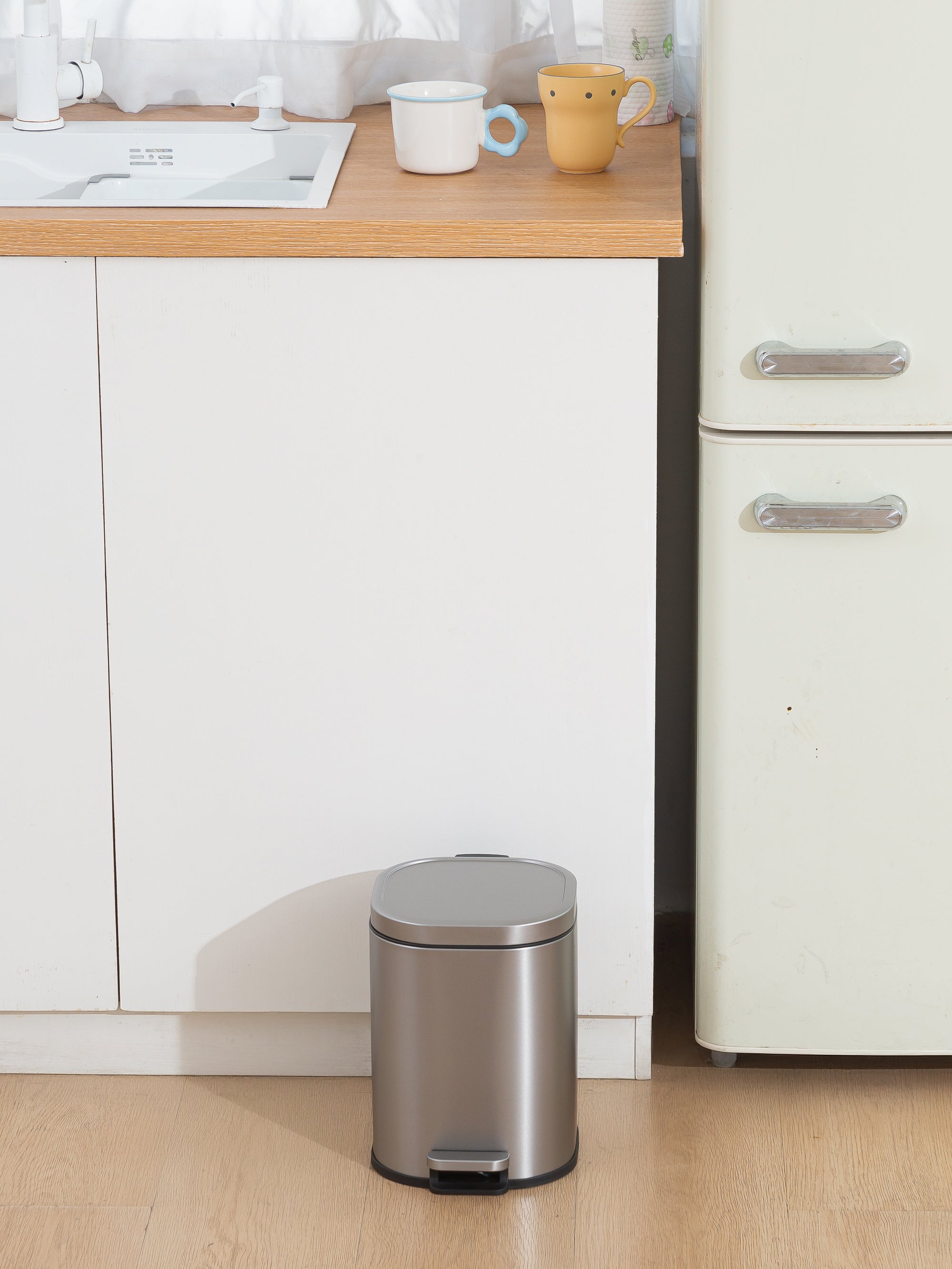 Arlo Stainless Steel Step Bin Matte Grey Trashcan 6 Litre - Pano
