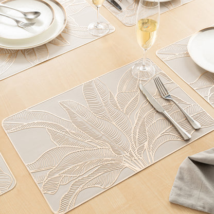 Maison Gold Flower Leaf Dining Table Mat Set of 6 - Pano