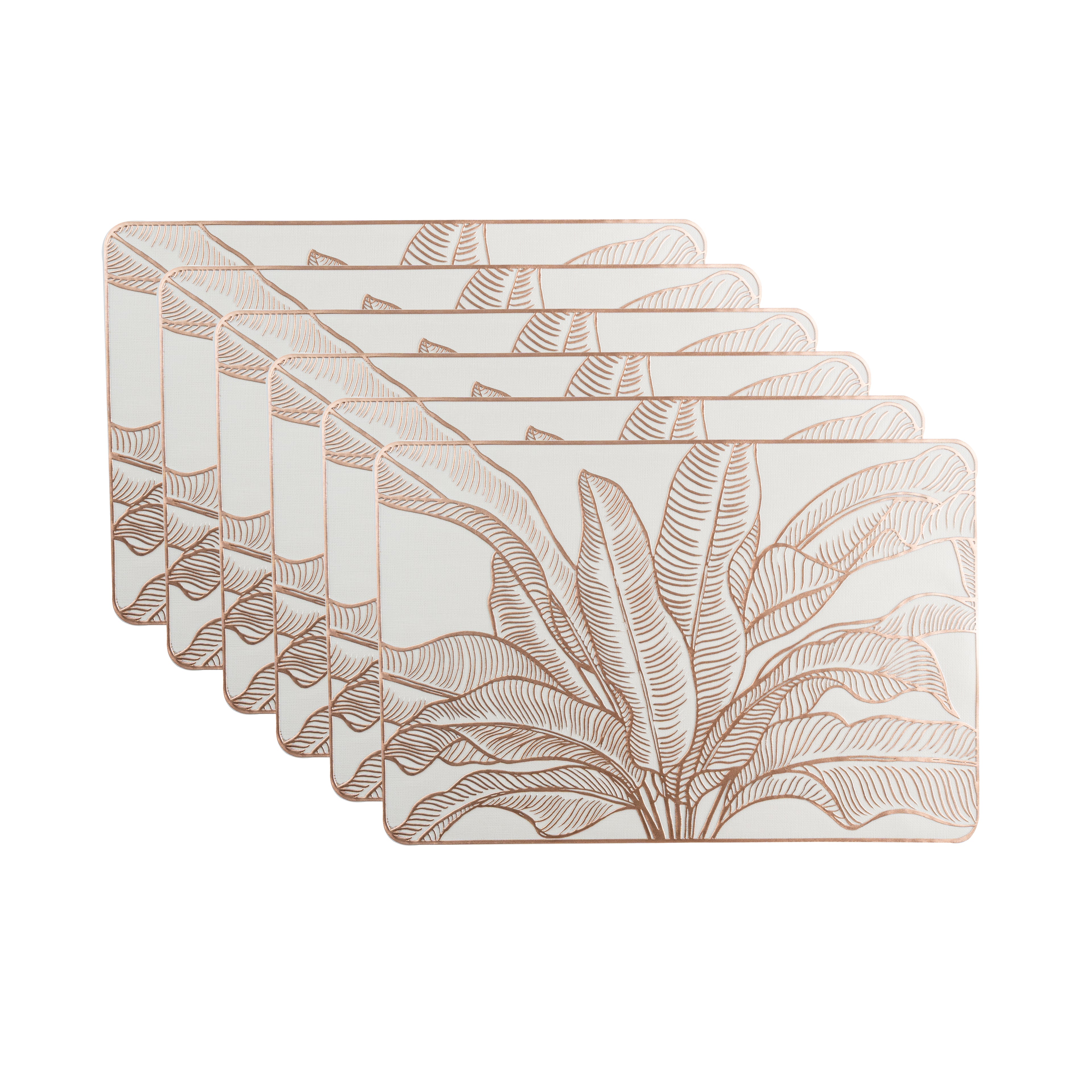 Maison Gold Flower Leaf Dining Table Mat Set of 6 - Pano