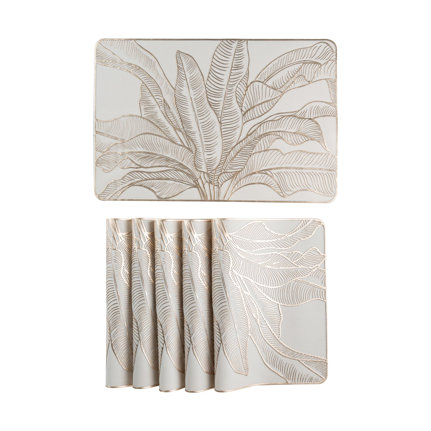 Maison Gold Flower Leaf Dining Table Mat Set of 6 - Pano