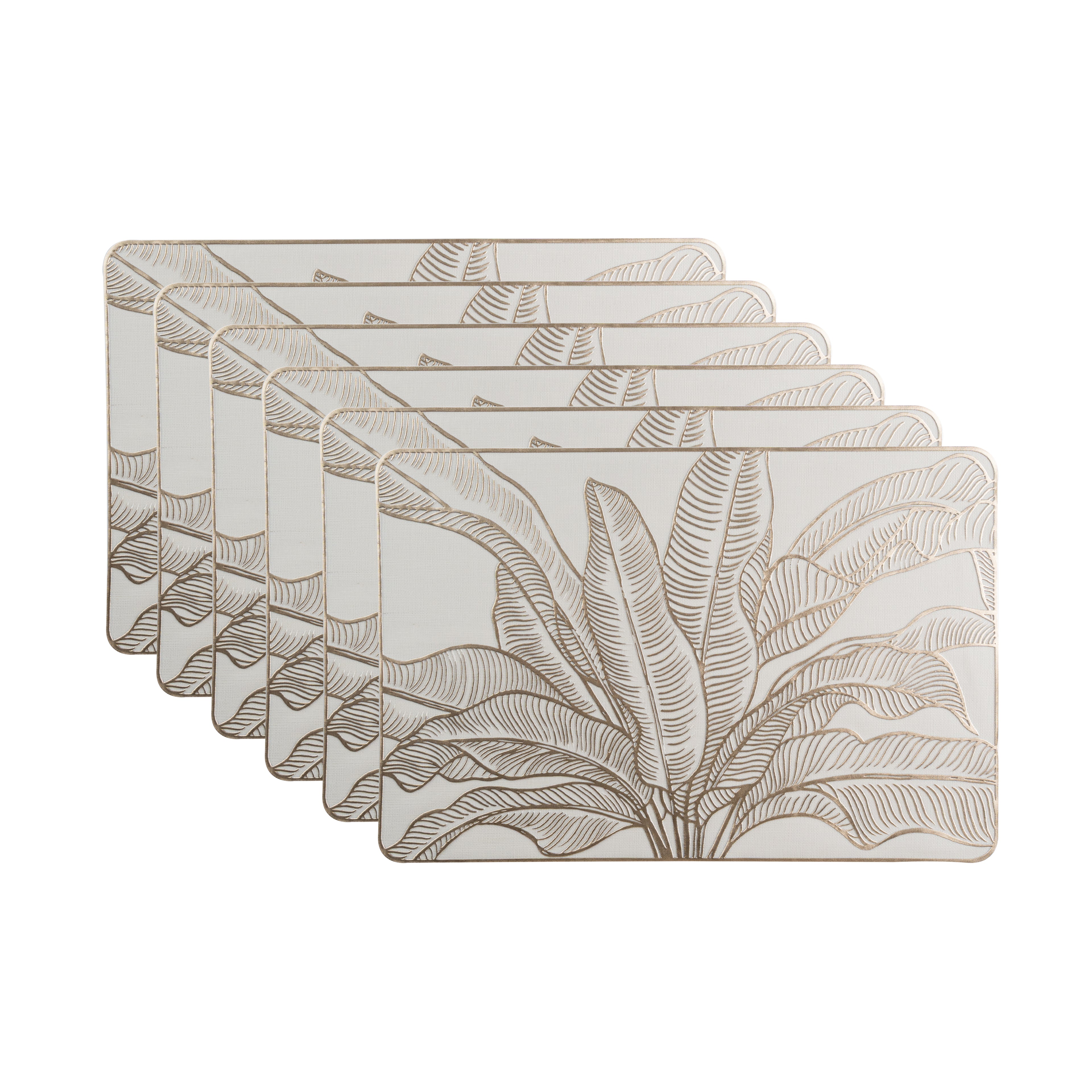 Maison Gold Flower Leaf Dining Table Mat Set of 6 - Pano