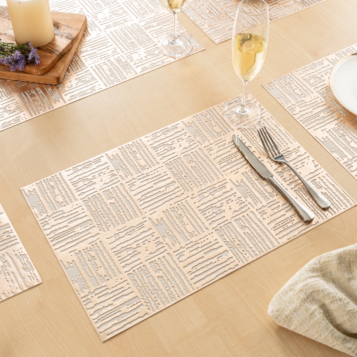 Maison Gold Block Dining Table Mat Set of 6 - Pano