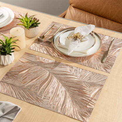 Maison Rose Gold Leaf Set of 6 Table Mat- Pano