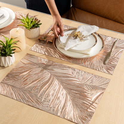 Maison Rose Gold Leaf Set of 6 Table Mat- Pano