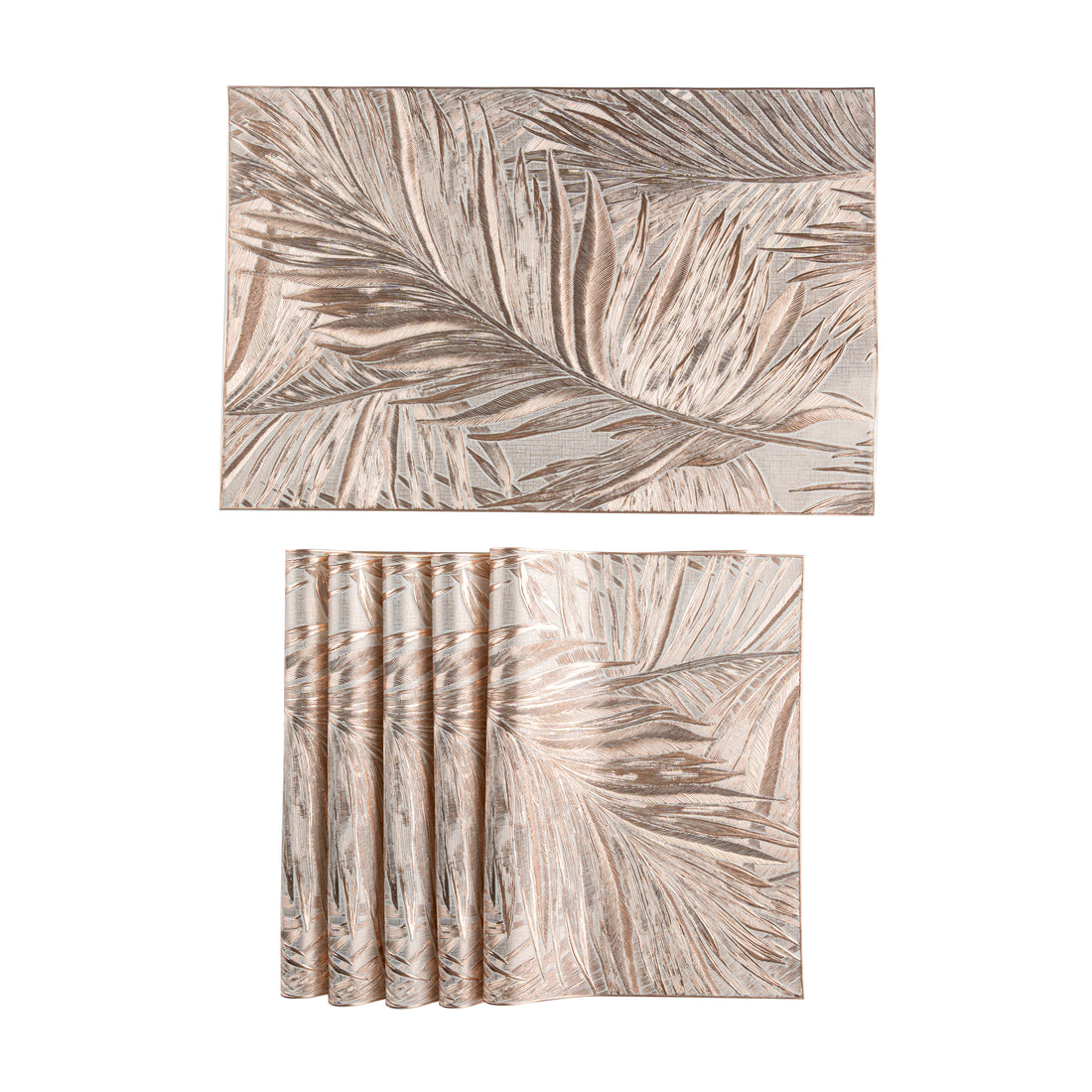 Maison Rose Gold Leaf Set of 6 Table Mat- Pano