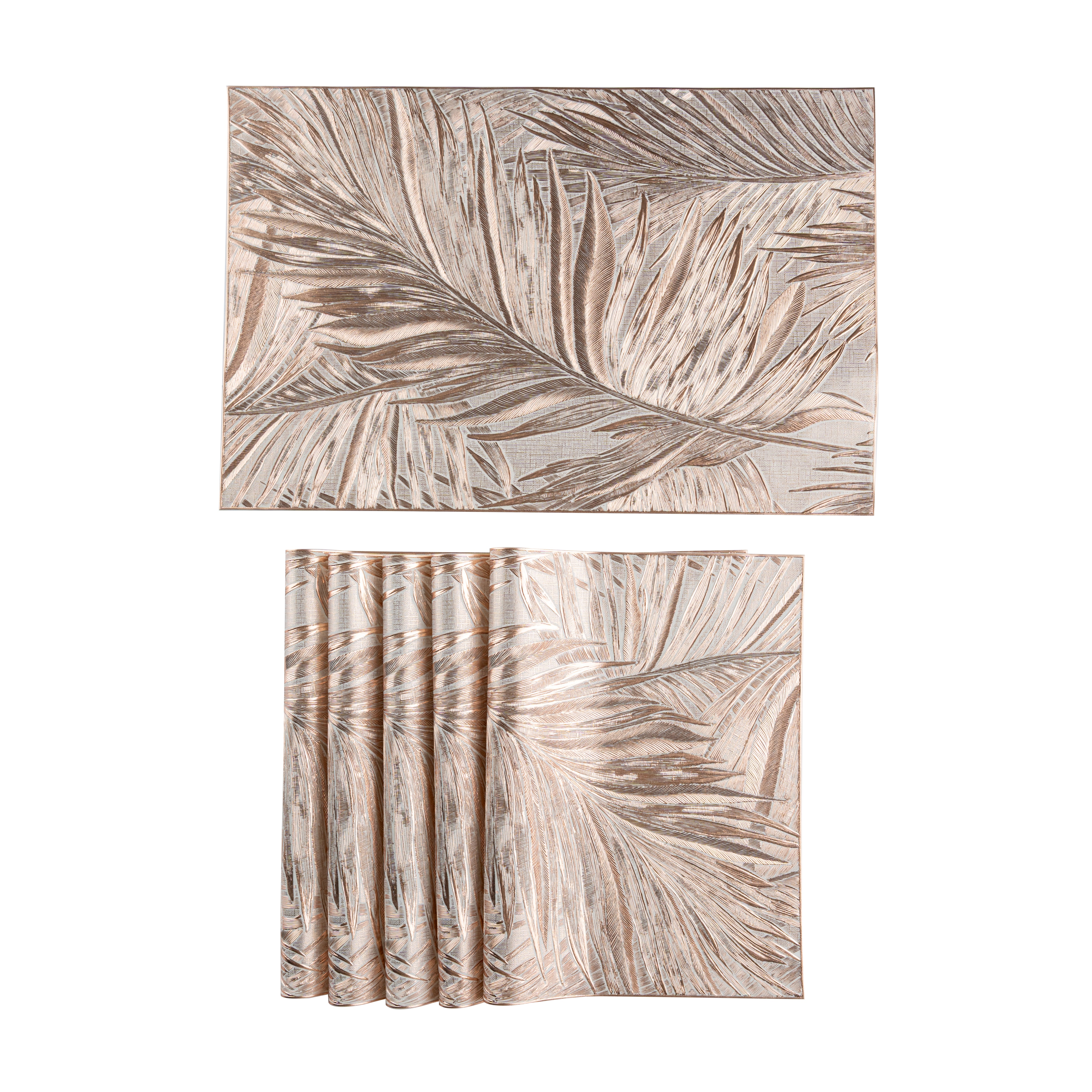 Maison Rose Gold Leaf Set of 6 Table Mat- Pano