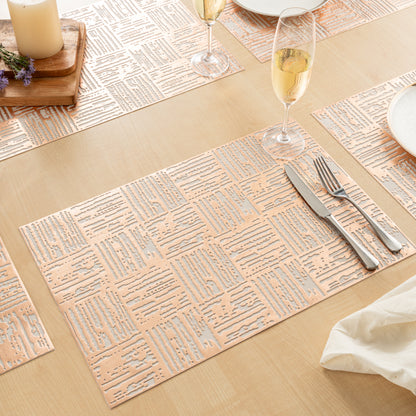Maison Rose Gold Block Dining Table Mat Set of 6 - Pano