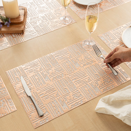 Maison Rose Gold Block Dining Table Mat Set of 6 - Pano