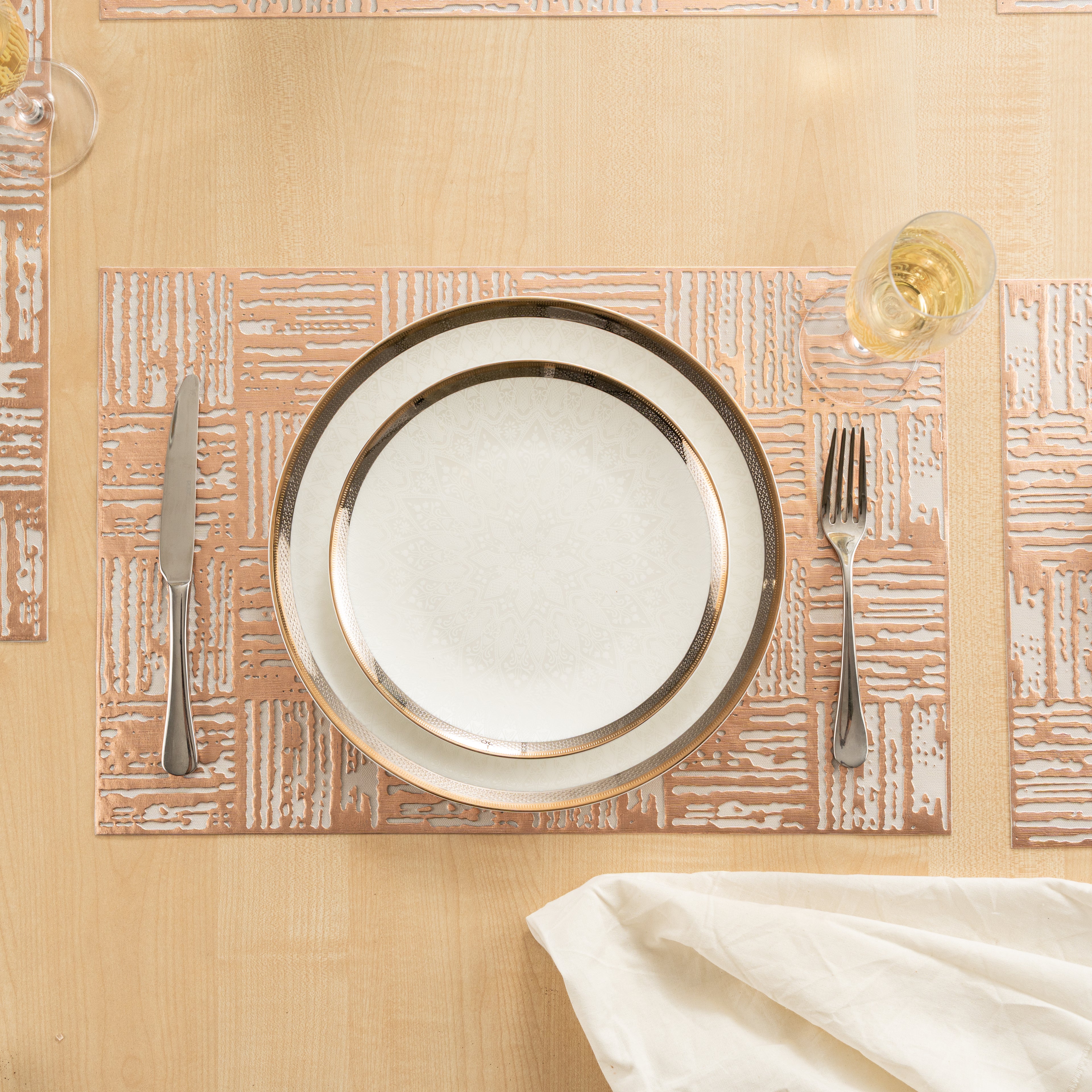 Maison Rose Gold Block Dining Table Mat Set of 6 - Pano